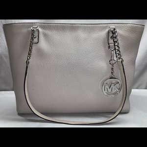 SOLD! Michael Kors Jet Set Grey Leather Chain Tote